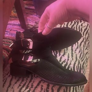 Jeffrey Campbell Vintage Ibiza Suede Buckle Booties - Punk , goth sz 8.5